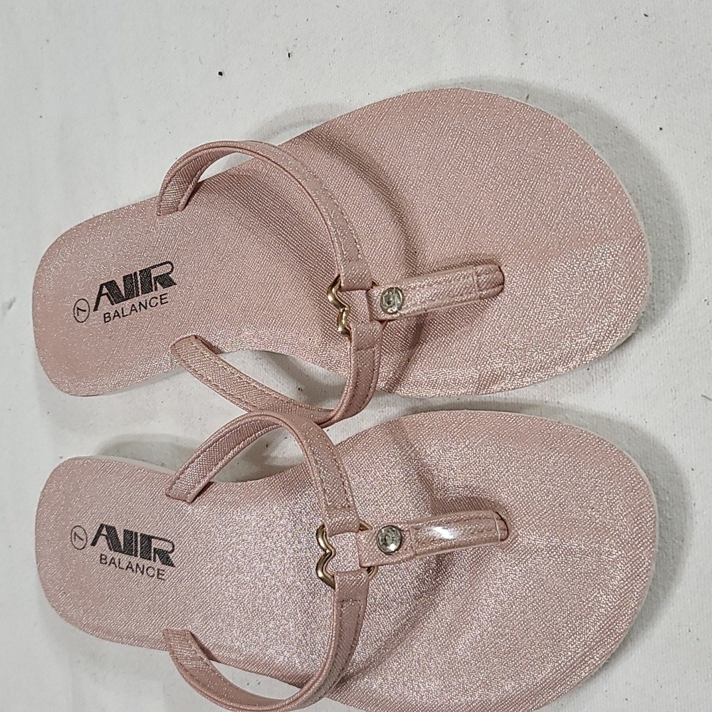 Air Balance Womens Sandals Slip-ons Sparkly Pink Heart Rhinestone Accents 7 EUC